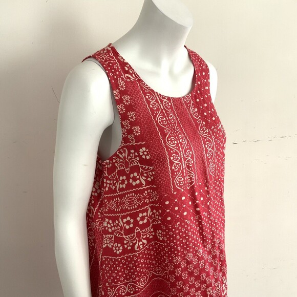 Rachel Zoe Dress Size M Red Bandana Print 100% Linen Pockets - Picture 9 of 9
